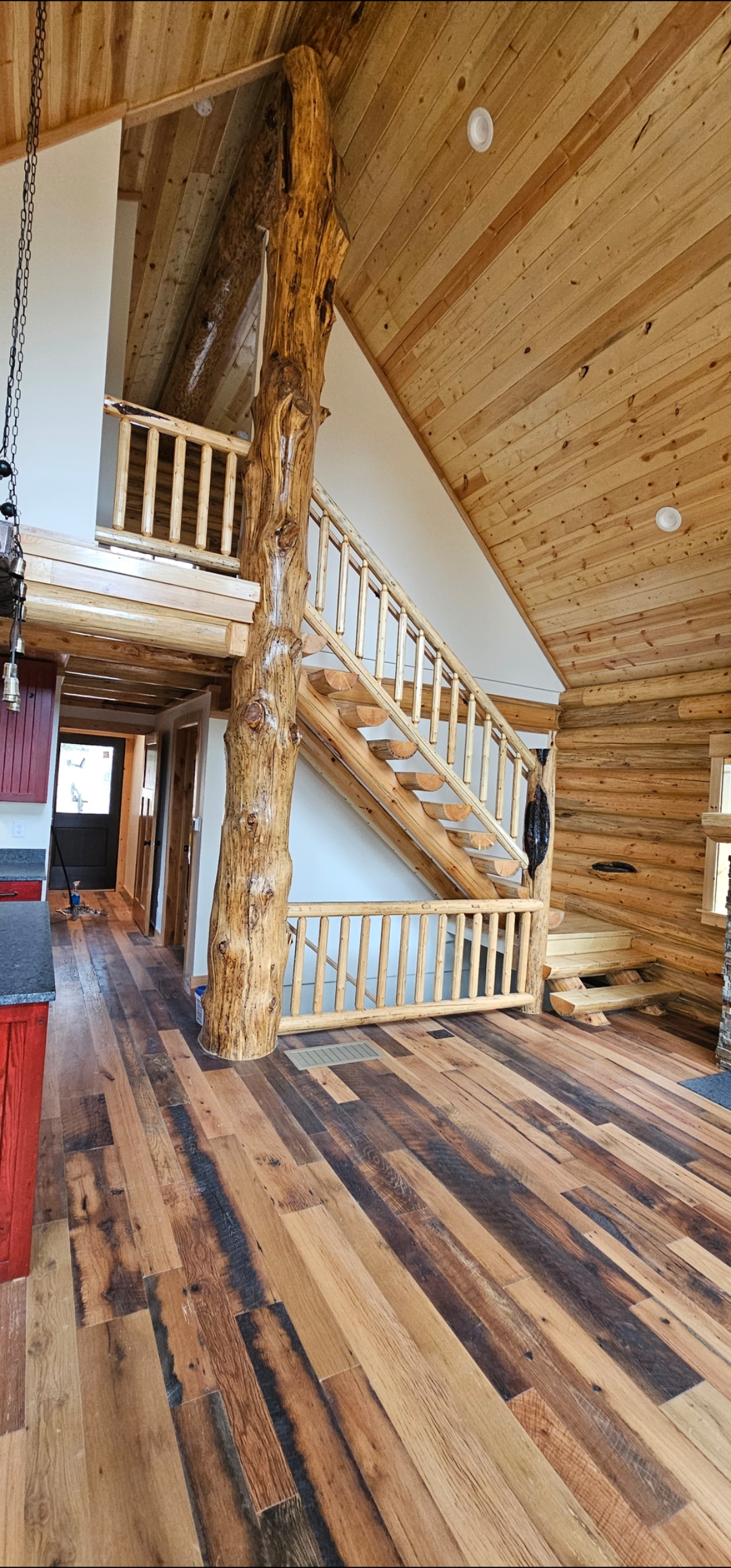 Stunning custom log staircase